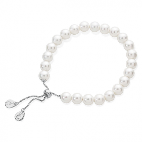 Tipperary Crystal Silver String Pearl Bolo Bracelet